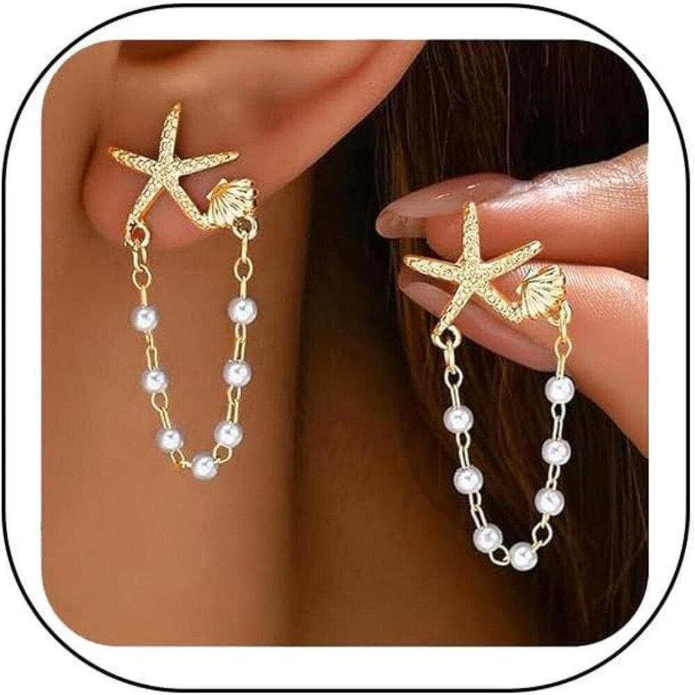 Brand New Starfish Earrings for Women Gold Summer Beach Vacation Jewelry Gift